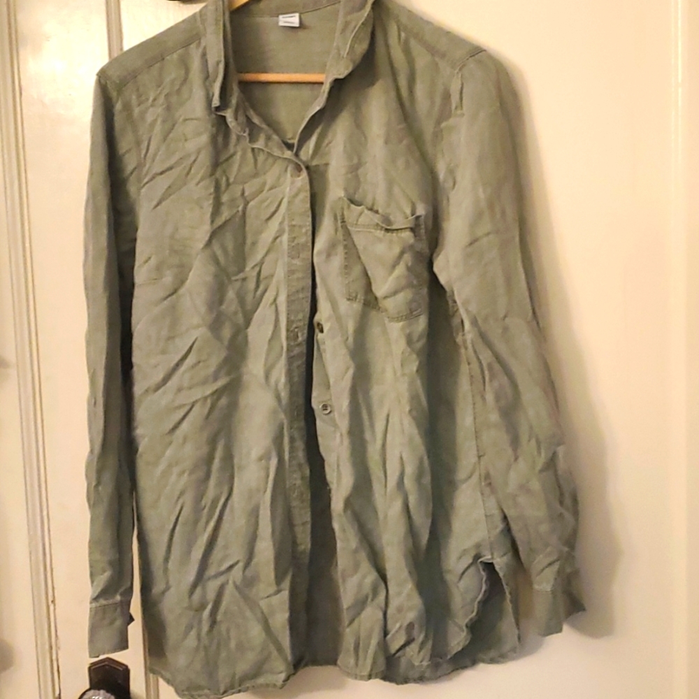 Green old navy tencel button down.